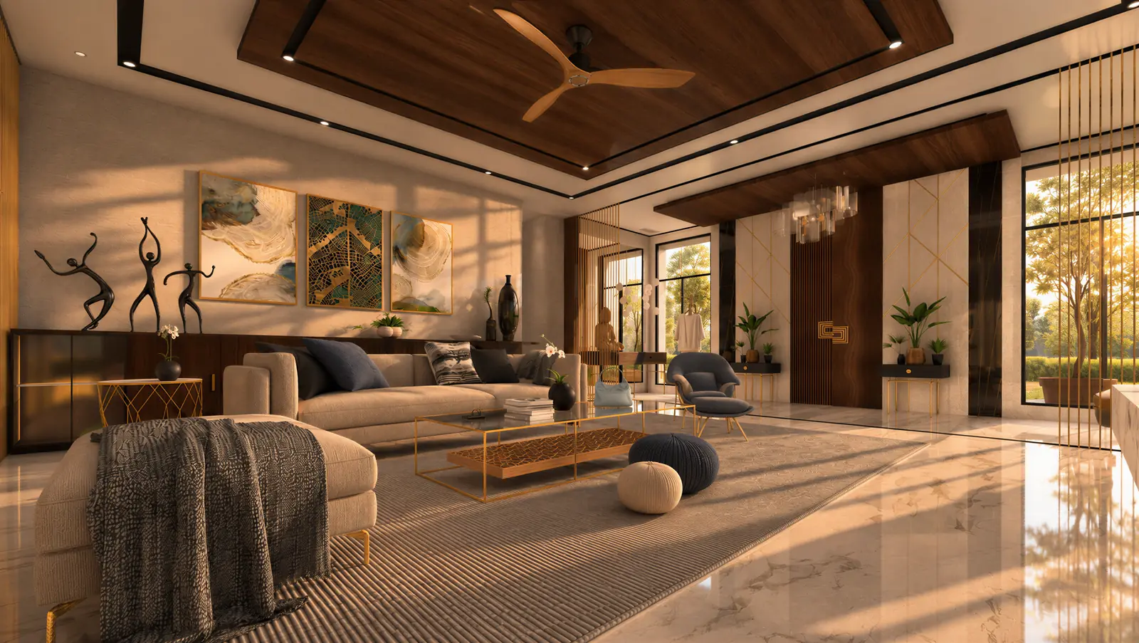 Ridge House — living room, late afternoon