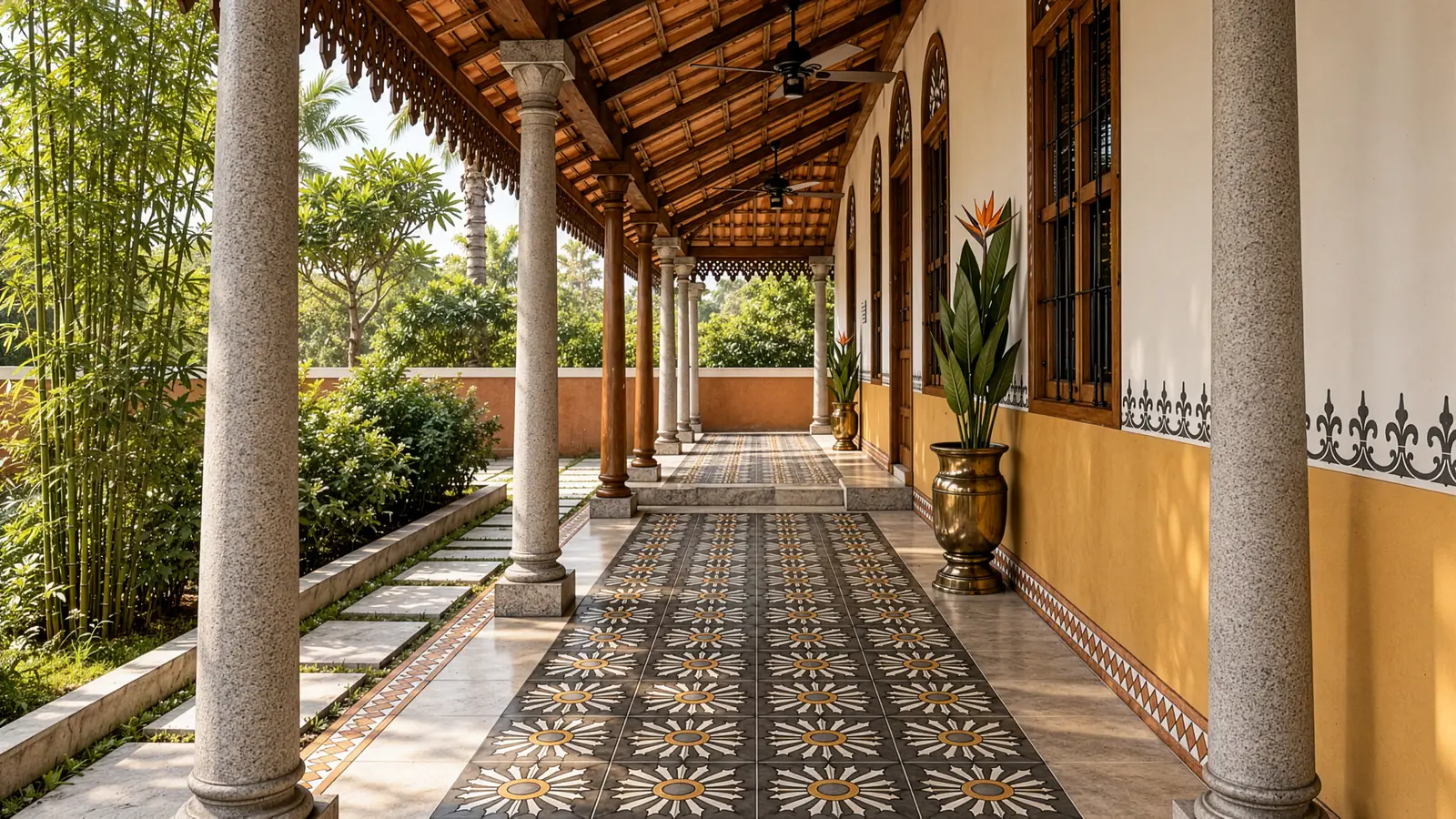 Vidiyal — thinnai, granite columns