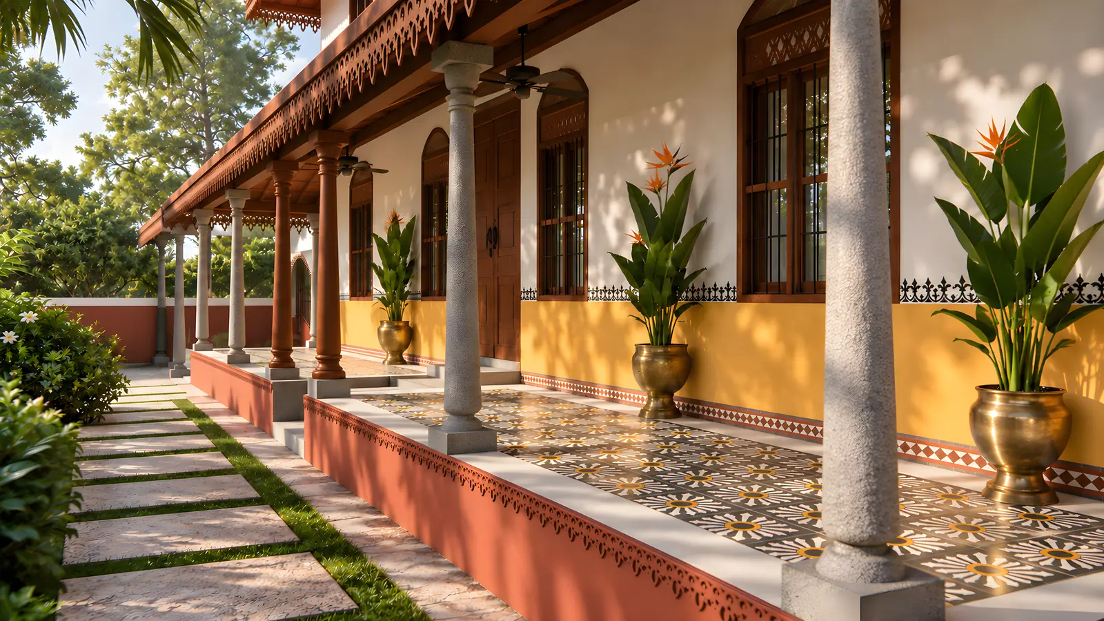 Vidiyal — verandah from the garden